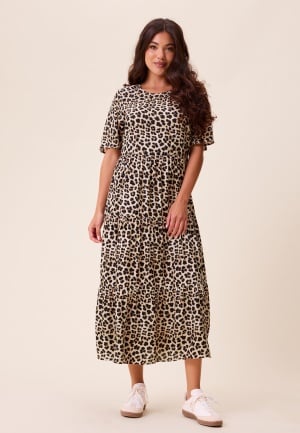 Happy Holly Butterfly Sleeve Viscose Midi Dress Leopard 36/38