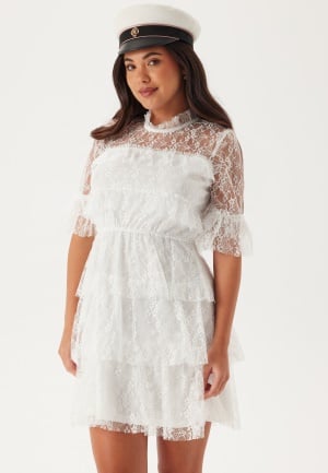 BUBBLEROOM Frill Lace Dress White 40