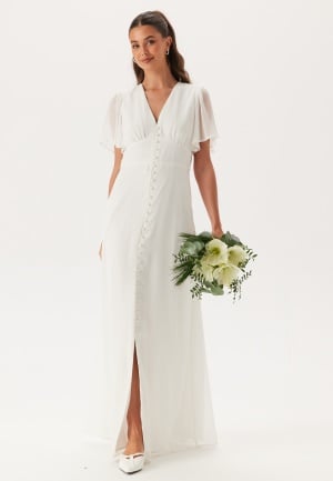Bubbleroom Occasion Butterfly Sleeve Button wedding gown White 36