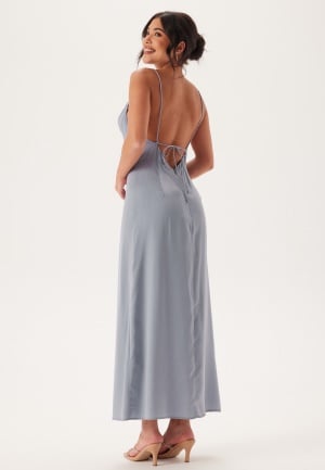 Bubbleroom Occasion Waterfall Satin Ankle dress Light blue 36