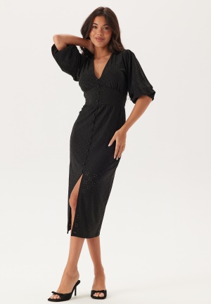 BUBBLEROOM Broderie Anglaise Puff Sleeve Dress Black S