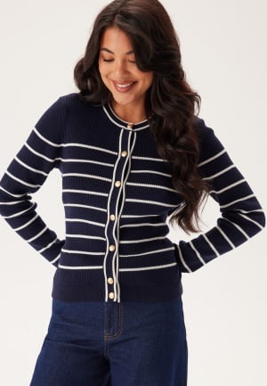 GANT Ribbed Breton Cardigan Evening Blue S