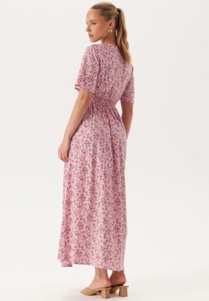 BUBBLEROOM Butterfly Sleeve Viscose Maxi Dress Pink/Patterned 36