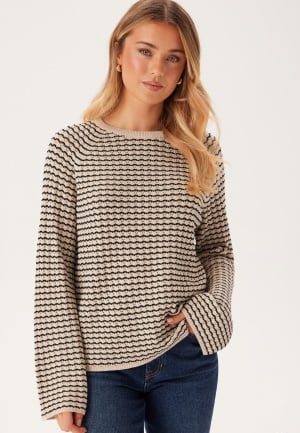 Object Collectors Item Objester L/S KNIT PATTERN TOP  Sandshell Stripes:black  S