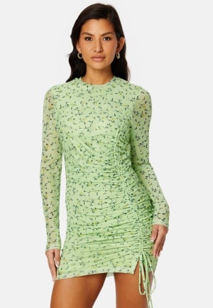 BUBBLEROOM Melandra mesh dress Green/Floral M