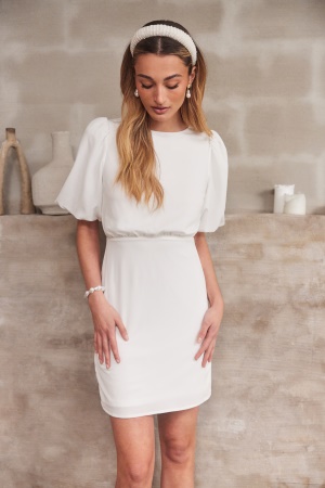 Bubbleroom Occasion Short bow Dress White 46