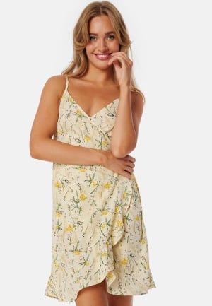 BUBBLEROOM Flounce Short Strap Dress Yellow/Printed M