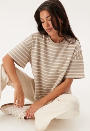 Pieces Pcchilli Summer Sweat Stripe Crockery Stripes:Cloud dancer XL