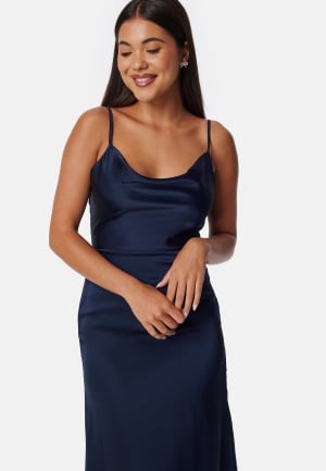 Bubbleroom Occasion Waterfall Satin Gown Dark blue 40