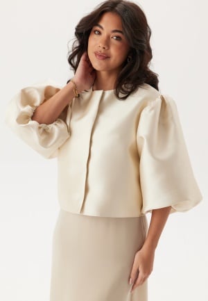 Bubbleroom Occasion Puff Sleeve Satin Jacket Cream M