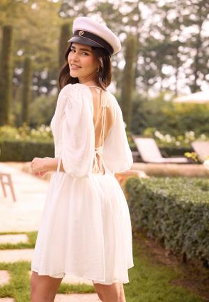 Bubbleroom Occasion Tie Back Short Dress White S
