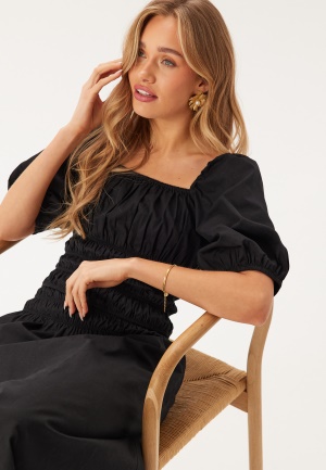 BUBBLEROOM Square Neck Smock Top Black M