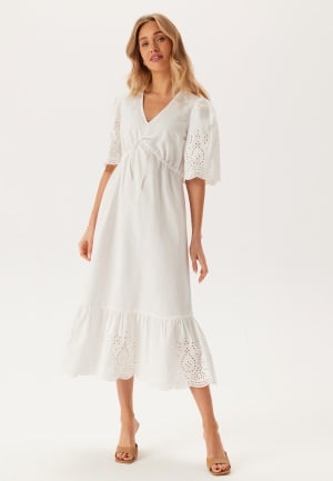 BUBBLEROOM Midi Broderie Anglaise Dress White M