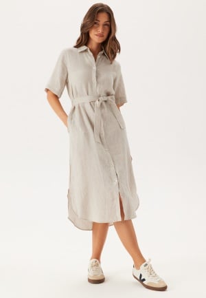 GANT Reg Linen Ss Shirt Dress Dry Sand 38