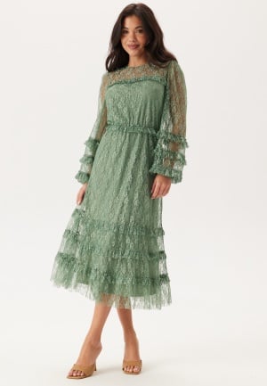 Happy Holly Midi Lace Dress Dusty green 40/42