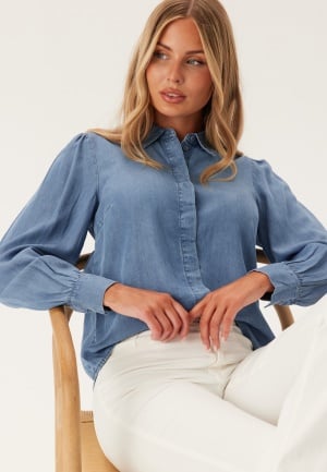 VILA Vigivani L/S PLACKET DENIM SHI Light Blue Denim 42