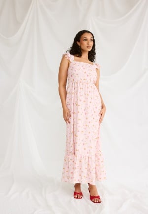 BUBBLEROOM Flounce Dress Pink/Floral M