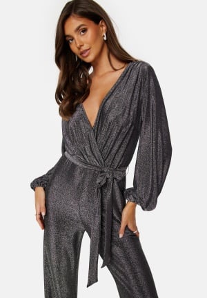 Bubbleroom Occasion Leena Sparkling Jumpsuit  Silver 3XL