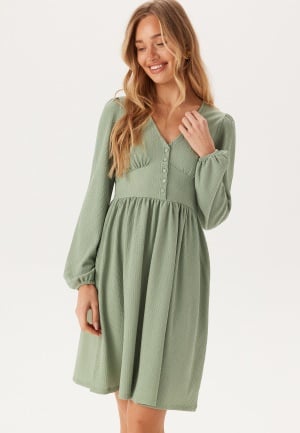 BUBBLEROOM Structure Button Short Dress Dusty green L