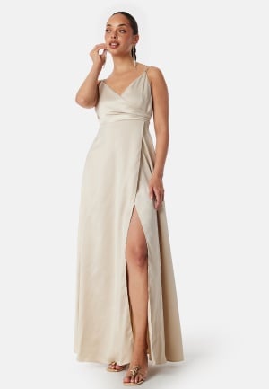 Bubbleroom Occasion Satin strap Gown Champagne 46
