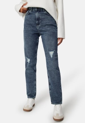Pieces Pcbella High Waist tap dest ank jeans Medium Blue Denim 26/32