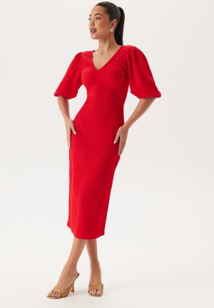 BUBBLEROOM Structure Puff Sleeve Dress Red L