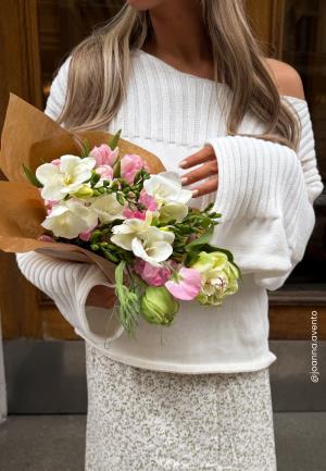 BUBBLEROOM Boatneck Knitted Sweater Offwhite L