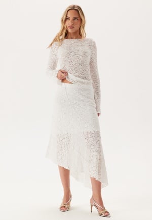 BUBBLEROOM Asymmetric Lace Skirt White L