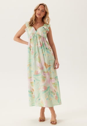 VERO MODA Vmjosie Sl Ankle Frill Dress Birds Egg Green Aop:myra L