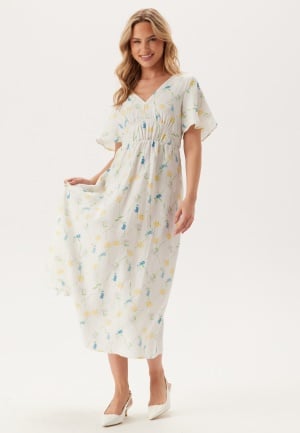 VERO MODA Vmflora Olga Ss 7/8 DRESS DRES Snow White Aop:olga L