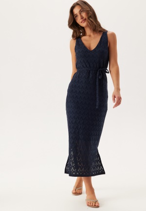 VILA Viamalina V-neck S/L MIDI DRES Navy Blazer L
