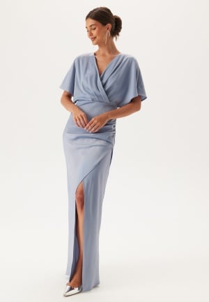 Bubbleroom Occasion Wrap Satin Gown Light blue 42