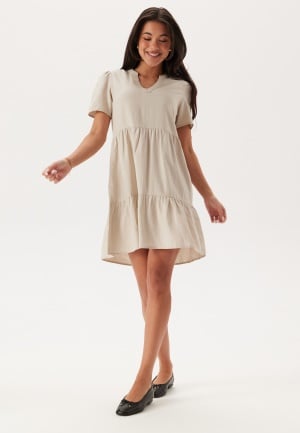 ONLY Onltiri-Caro V-Nec Lin Dress Pumice Stone XL