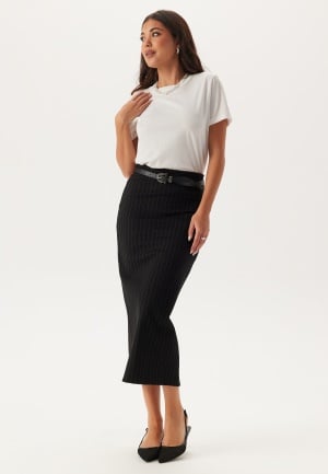 BUBBLEROOM Soft Midi Skirt Black/Striped XL