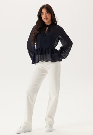 Happy Holly Peplum Dobby Dot Blouse Dark blue 48/50
