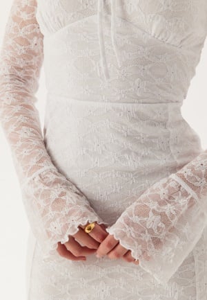 BUBBLEROOM Square Neck Lace Dress White XL