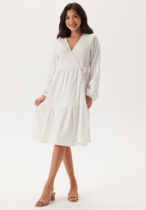 Happy Holly Jersey Structure Wrap Dress White 48/50
