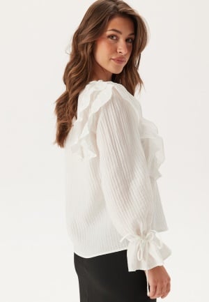 VERO MODA Vmkausa Frill Ls Top Snow White XL
