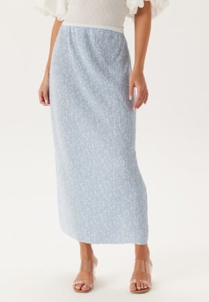 Pieces Pcflora Hw Ankle Skirt Cashmere Blue Aop:flower XL