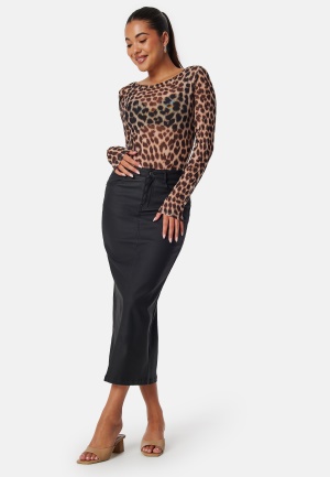 BUBBLEROOM Midi Coated Skirt Black 44
