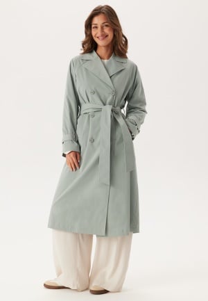 BUBBLEROOM Belted Midi Trenchcoat Dusty green 52