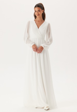 Bubbleroom Occasion Pleated V-Neck Wedding Gown White 54