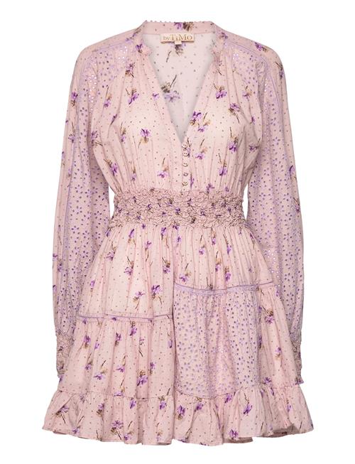 Patchwork Mini Shirt Dress By Ti Mo Pink