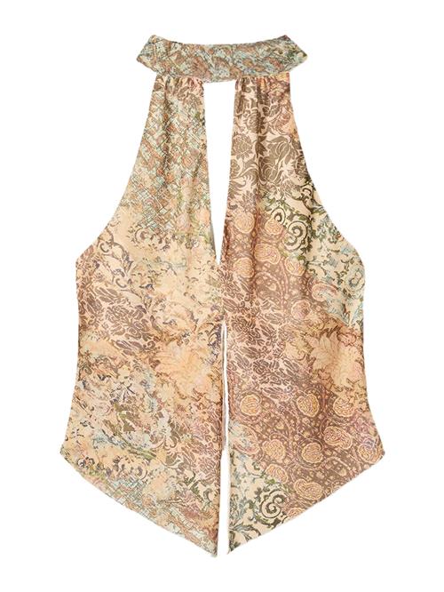 Bershka Bluse  brun / grøn / khaki / orange