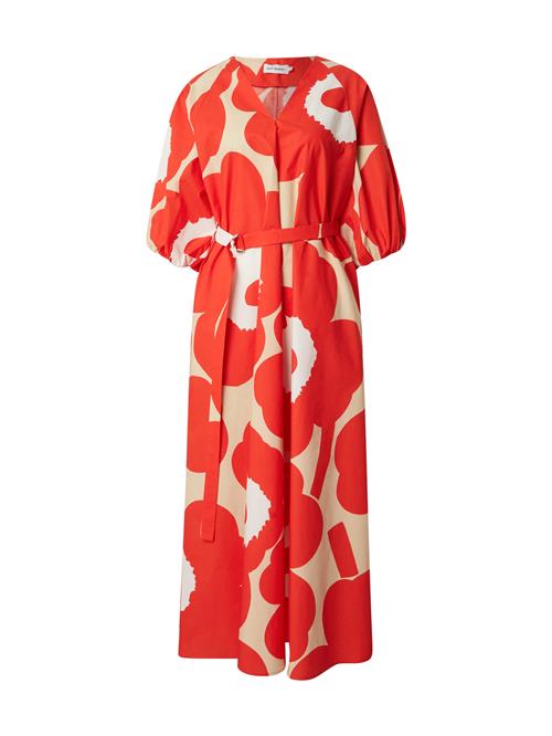 Marimekko Kjole 'KIMPPU'  beige / orangerød / hvid