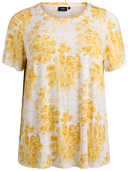 Zizzi Shirts 'Malis'  gul / hvid