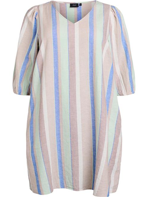 Zizzi Kjole 'Vlina'  beige / lysebeige / blå / pastelgrøn