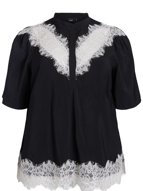 Zizzi Bluse 'Mclaru'  sort / hvid