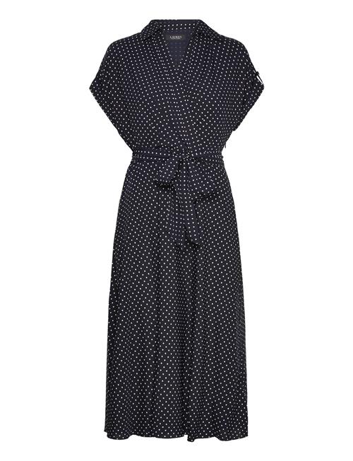 Polka-Dot Belted Crepe Dress Lauren Ralph Lauren Navy