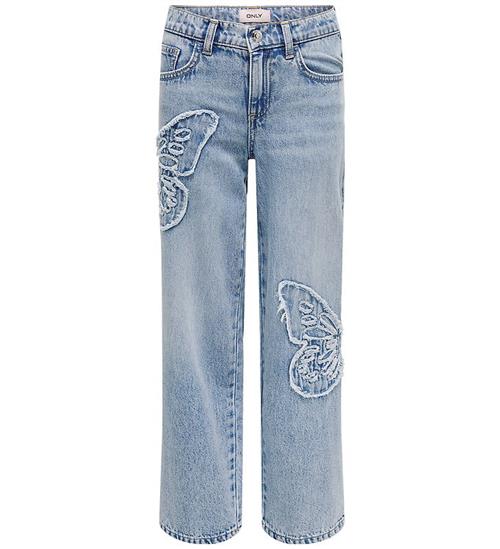 Kids Only Jeans - KogJenna - Wide - Light Blue m. Sommerfugl